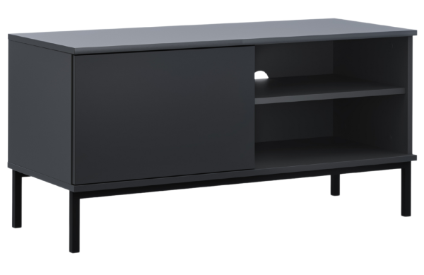 Černý lakovaný televizní stolek MICADONI QUERY 101 x 41 cm  - Šířka101 cm- Hloubka 41 cm