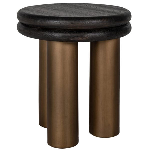 Černý dubový odkládací stolek Richmond Macaron 50 cm  - výška55 cm- průměr 50 cm