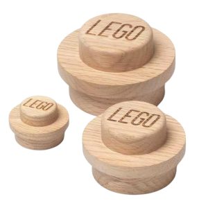 Světlá dubová sada tří věšáků LEGO® Wood  - Průměr47/79/94 mm- Věšák Dubové dřevo