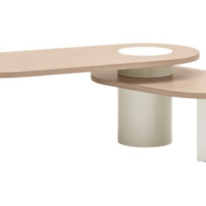 Bílý dřevěný konferenční stolek Teulat Nori 120 x 85 cm  - výška42/32 cm- šířka 120 cm