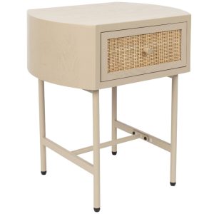 White Label Béžový dřevěný odkládací stolek s ratanovou výplní WLL AMAYA 48 x 38 cm  - Výška54 cm- Šířka 48 cm