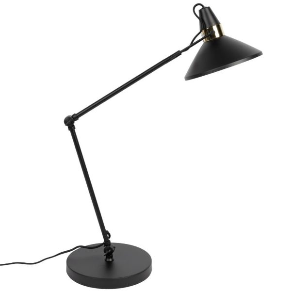 White Label Černá kovová stolní lampa WLL JONA  - Výška70 cm- Rozměr stínidla 19