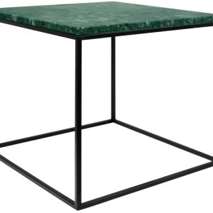 Zelený mramorový konferenční stolek TEMAHOME Gleam 50 x 50 cm s černou podnoží  - Výška45 cm- Šířka 50 cm