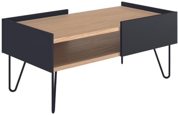 Černý dubový konferenční stolek TEMAHOME Nina 100 x 53 cm  - výška45 cm- šířka 100 cm
