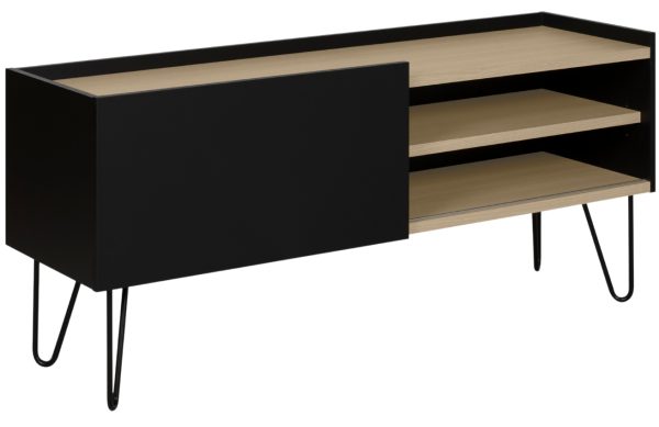 Černý dubový TV stolek TEMAHOME Nina 140 x 42 cm  - výška59 cm- šířka 140 cm