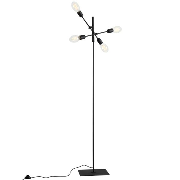 Nordic Design Černá kovová stojací lampa Dogi 4  - Šířka43 cm- Hloubka 43 cm