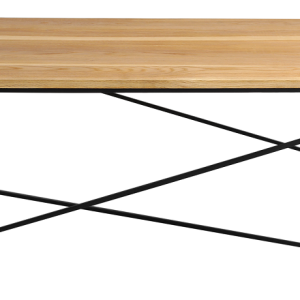 Nordic Design Přírodní masivní konferenční stolek Mountain s černou podnoží 140x80 cm  - Šířka140 cm- Hloubka 80 cm