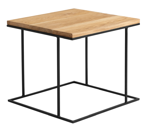 Nordic Design Přírodní masivní konferenční stolek Valter s černou podnoží 50x50 cm  - Šířka50 cm- Hloubka 50 cm