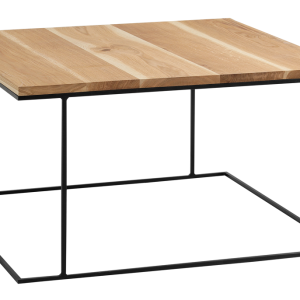 Nordic Design Přírodní masivní konferenční stolek Valter s černou podnoží 100x100 cm  - Šířka100 cm- Hloubka 100 cm