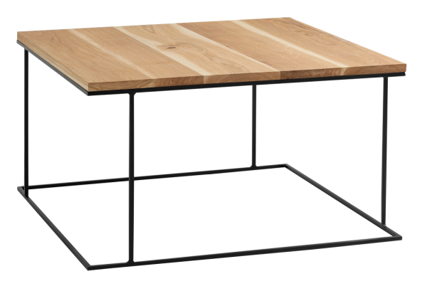Nordic Design Přírodní masivní konferenční stolek Valter s černou podnoží 100x100 cm  - Šířka100 cm- Hloubka 100 cm