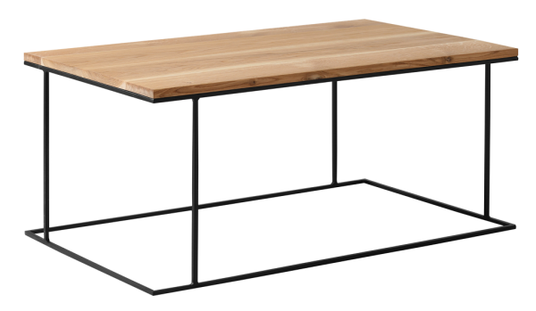 Nordic Design Přírodní masivní konferenční stolek Valter s černou podnoží 100x60 cm  - BarvaPřírodní- Materiál Dřevo masiv