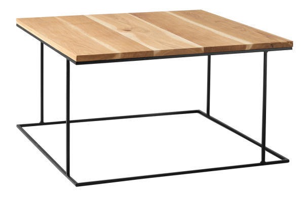 Nordic Design Přírodní masivní konferenční stolek Valter s černou podnoží 80x80 cm  - Šířka80 cm- Hloubka 80 cm