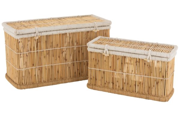 Set dvou bambusových úložných košů J-line Ray 100x40/ 75x28 cm  - Výška38/40 cm- Šířka 75/100 cm