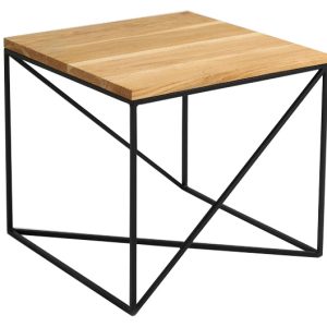 Nordic Design Přírodní konferenční stolek Mountain 50 cm s černou podnoží  - Výška45 cm- Šířka 50 cm
