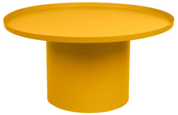 Hořčicově žlutý kovový konferenční stolek Kave Home Fleksa Ø 72 cm  - Výška36 cm- Průměr 72 cm