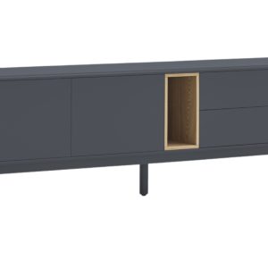 Antracitově šedý lakovaný TV stolek Teulat Corvo 180 x 40 cm  - Výška56 cm- Šířka 180 cm