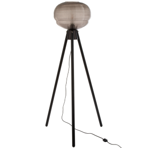 Kouřově šedá skleněná stojací lampa J-line Flopo 148 cm  - Výška148 cm- Průměr 67 cm