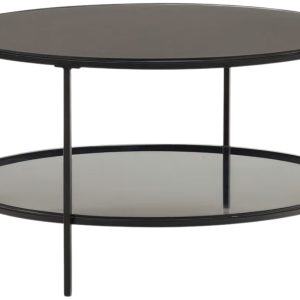 Černý skleněný konferenční stolek Kave Home Gilda 80 cm  - Výška45 cm- Průměr 80 cm