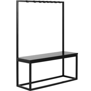 Nordic Design Černý věšák s lavicí Nek 120 cm  - Výška160 cm- Šířka 121 cm