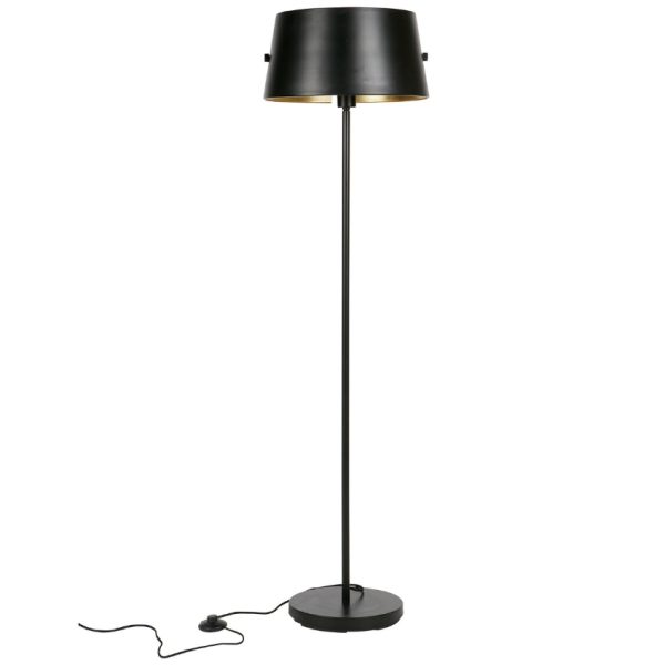 Hoorns Černá kovová stojací lampa Loma 145 cm  - Výška145 cm- Šířka 40 cm