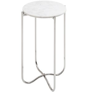 Moebel Living Bílý mramorový odkládací stolek Morami 35 cm  - Výška61 cm- Šířka 35 cm