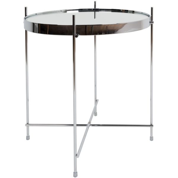 Stříbrný skleněný odkládací stolek ZUIVER CUPID 43 cm  - Průměr43 cm- Výška 45 cm