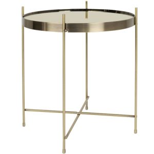 Zlatý skleněný odkládací stolek ZUIVER CUPID 43 cm  - Průměr43 cm- Výška 45 cm