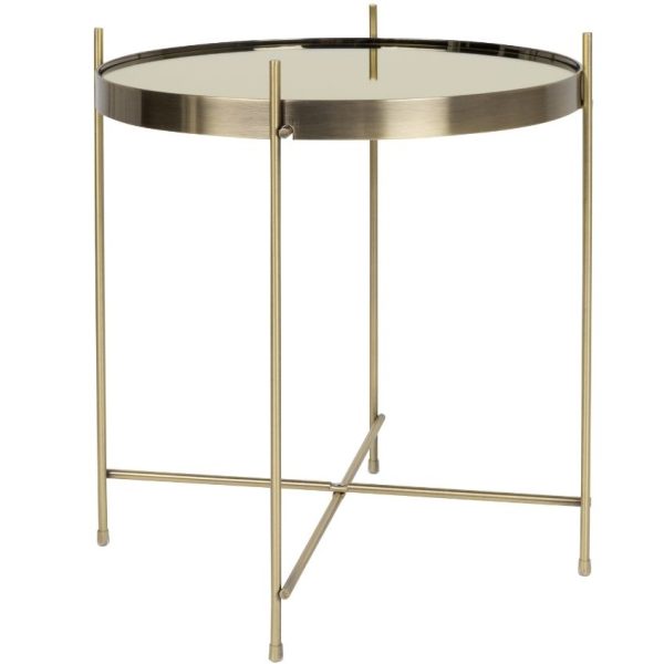 Zlatý skleněný odkládací stolek ZUIVER CUPID 43 cm  - Průměr43 cm- Výška 45 cm