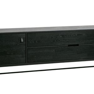 Hoorns Černý jasanový TV stolek Frax 180 x 40 cm  - Výška60
