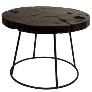 Černý teakový konferenční stolek DUTCHBONE Kraton 60 cm  - Průměr60 cm- Výška 43 cm