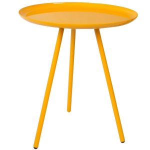 White Label Mangově žlutý kovový odkládací stolek WLL FROST 39 cm  - Výška45 cm- Průměr 39 cm