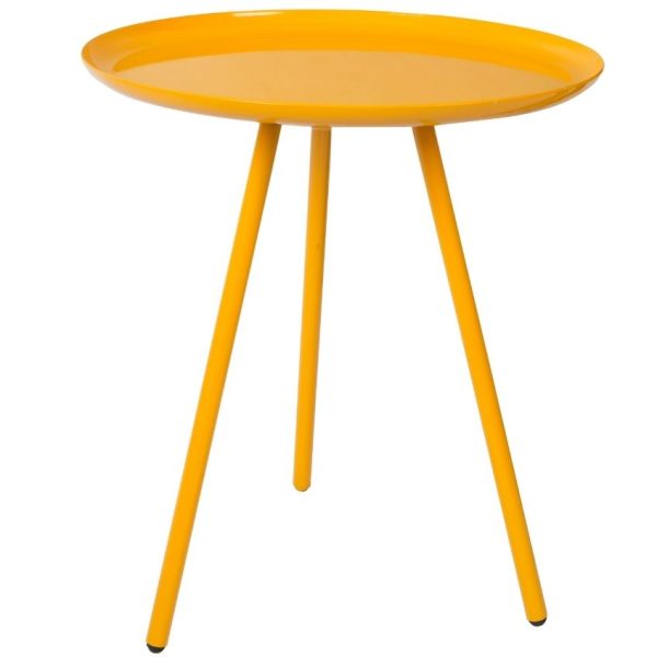 White Label Mangově žlutý kovový odkládací stolek WLL FROST 39 cm  - Výška45 cm- Průměr 39 cm