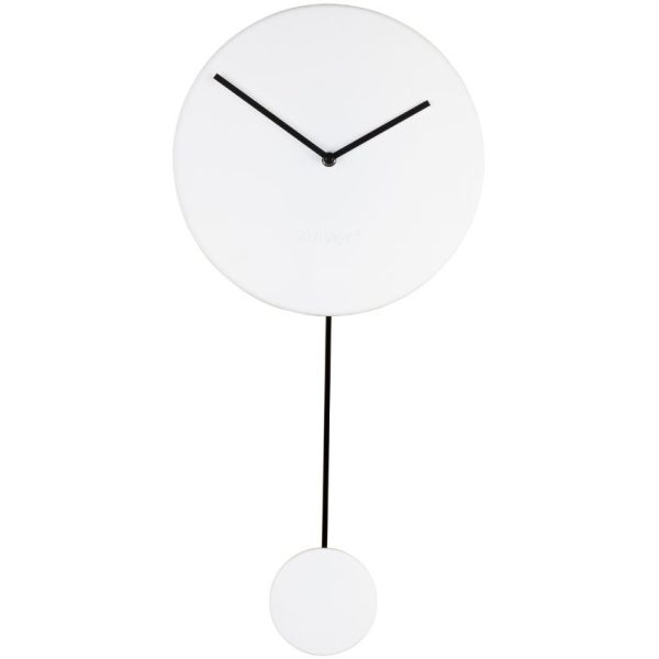 Bílé nástěnné hodiny ZUIVER MINIMAL s kyvadlem  - Průměr30 cm- Výška 63 cm