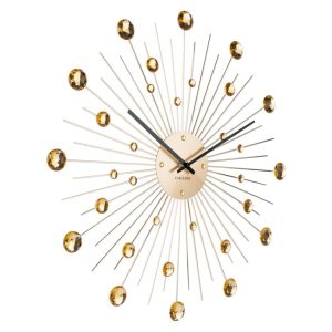 Time for home Zlaté kovové nástěnné hodiny Espirio  - Průměr50 cm- Zdroj světla 1 x AA