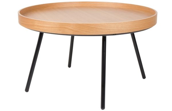 Dubový konferenční stolek ZUIVER OAK TRAY s odnímatelnou deskou 78 cm  - Průměr78 cm- Výška 45 cm