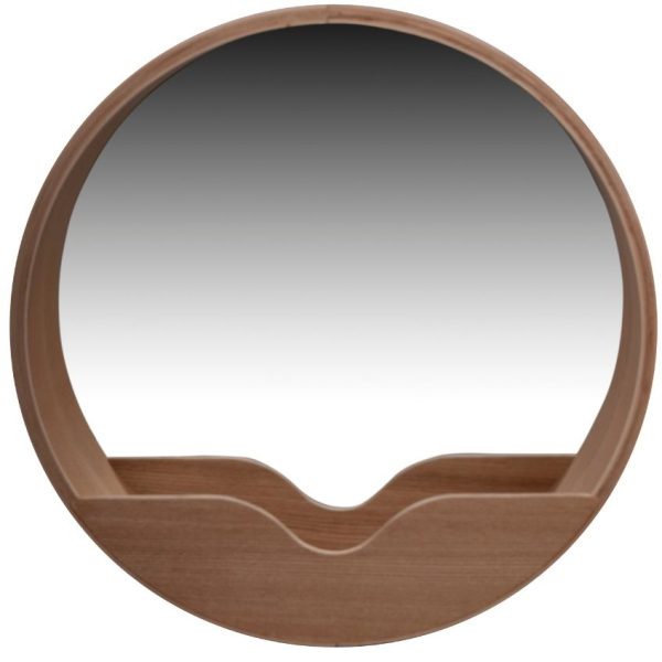 Dřevěné závěsné zrcadlo ZUIVER ROUND WALL  60 cm  - Průměr60 cm- Hloubka 8 cm