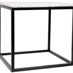 Bílý mramorový odkládací stolek TEMAHOME Prairie 50 x 50 cm s černou podnoží  - Výška50 cm- Šířka 50 cm