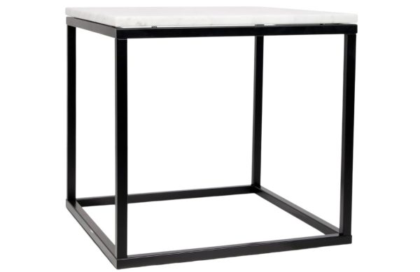 Bílý mramorový odkládací stolek TEMAHOME Prairie 50 x 50 cm s černou podnoží  - Výška50 cm- Šířka 50 cm
