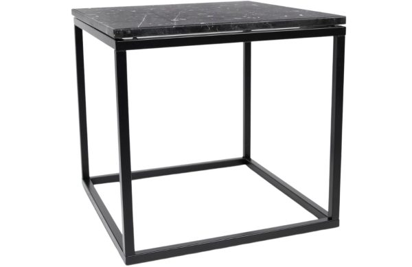 Černý mramorový odkládací stolek TEMAHOME Prairie 50 x 50 cm s černou podnoží  - Výška50 cm- Šířka 50 cm