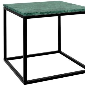 Zelený mramorový odkládací stolek TEMAHOME Prairie 50 x 50 cm s černou podnoží  - Výška50 cm- Šířka 50 cm