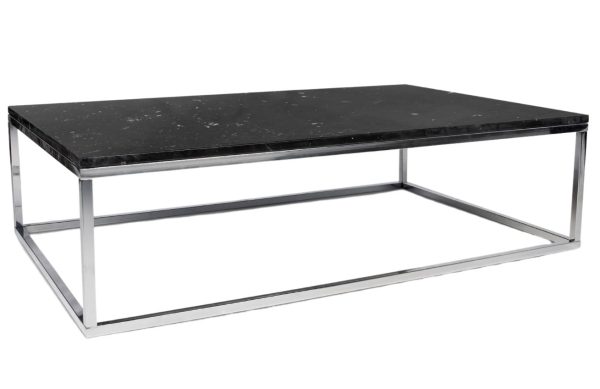 Černý mramorový konferenční stolek TEMAHOME Prairie 120 x 75 cm s chromovanou podnoží  - Výška32 cm- Šířka 120 cm
