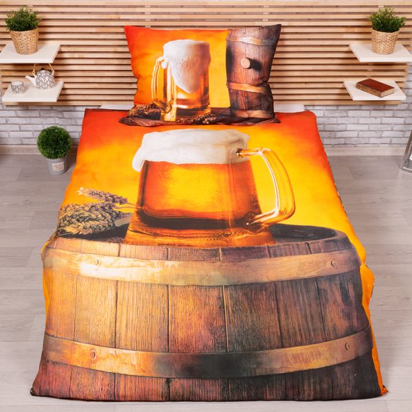 TP 3D bavlněné povlečení 140x200+70x90 Pivo  - -