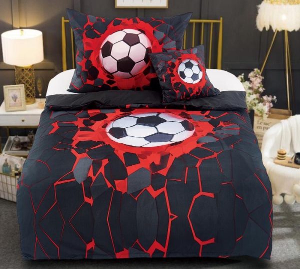 TP 3D povlečení 140x200+70x90+40x40 Football Red-Black  - -