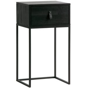 Hoorns Černý borovicový odkládací stolek Tason 40x35 cm  - Výška74 cm- Šířka 40 cm