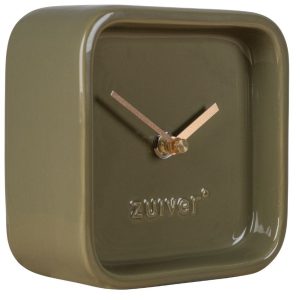 Zelené keramické stolní hodiny ZUIVER CUTE  - Šířka13