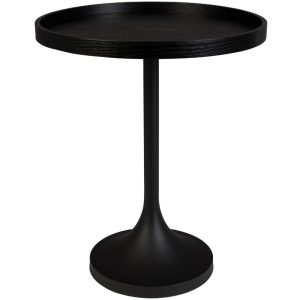 Černý dubový odkládací stolek ZUIVER JASON 46 cm  - Průměr46 cm- Výška 55