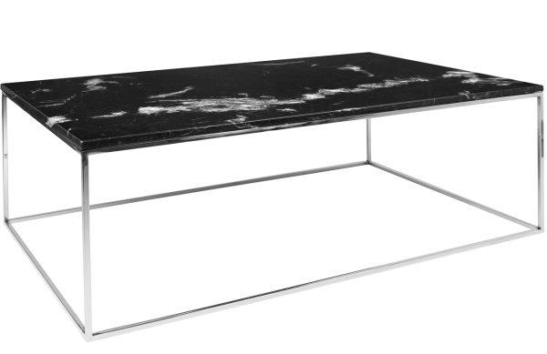 Černý mramorový konferenční stolek TEMAHOME Gleam 120 x 75 cm s chromovanou podnoží  - Výška40 cm- Šířka 120 cm