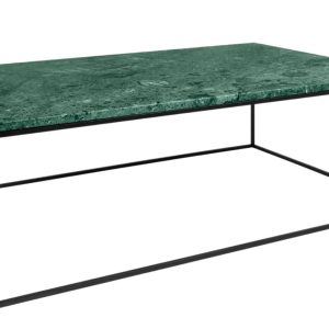 Zelený mramorový konferenční stolek TEMAHOME Gleam 120 x 75 cm s černou podnoží  - Výška40 cm- Šířka 120 cm