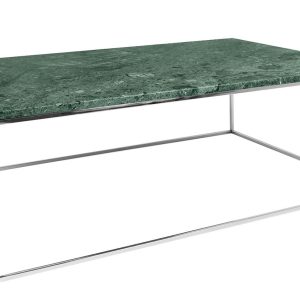 Zelený mramorový konferenční stolek TEMAHOME Gleam 120 x 75 cm s chromovanou podnoží  - Výška40 cm- Šířka 120 cm