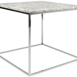 Bílý mramorový konferenční stolek TEMAHOME Gleam 50 x 50 cm s chromovanou podnoží  - Výška45 cm- Šířka 50 cm